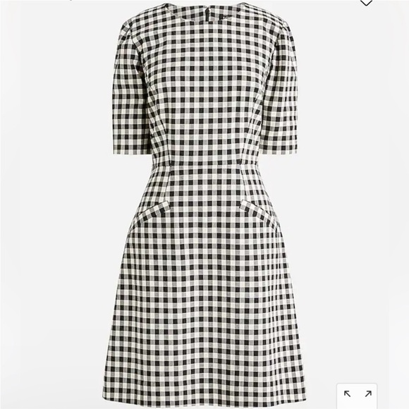 J. Crew Dresses & Skirts - J Crew Sz 10 Short Sleeves dress in gingham bi-stretch wool blend check